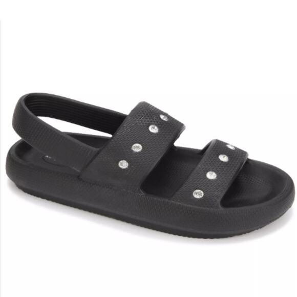 NEW Kenneth Cole New York Women's Damen Mello Eva Sling Jewel Sandals Black 7M - Picture 1 of 4